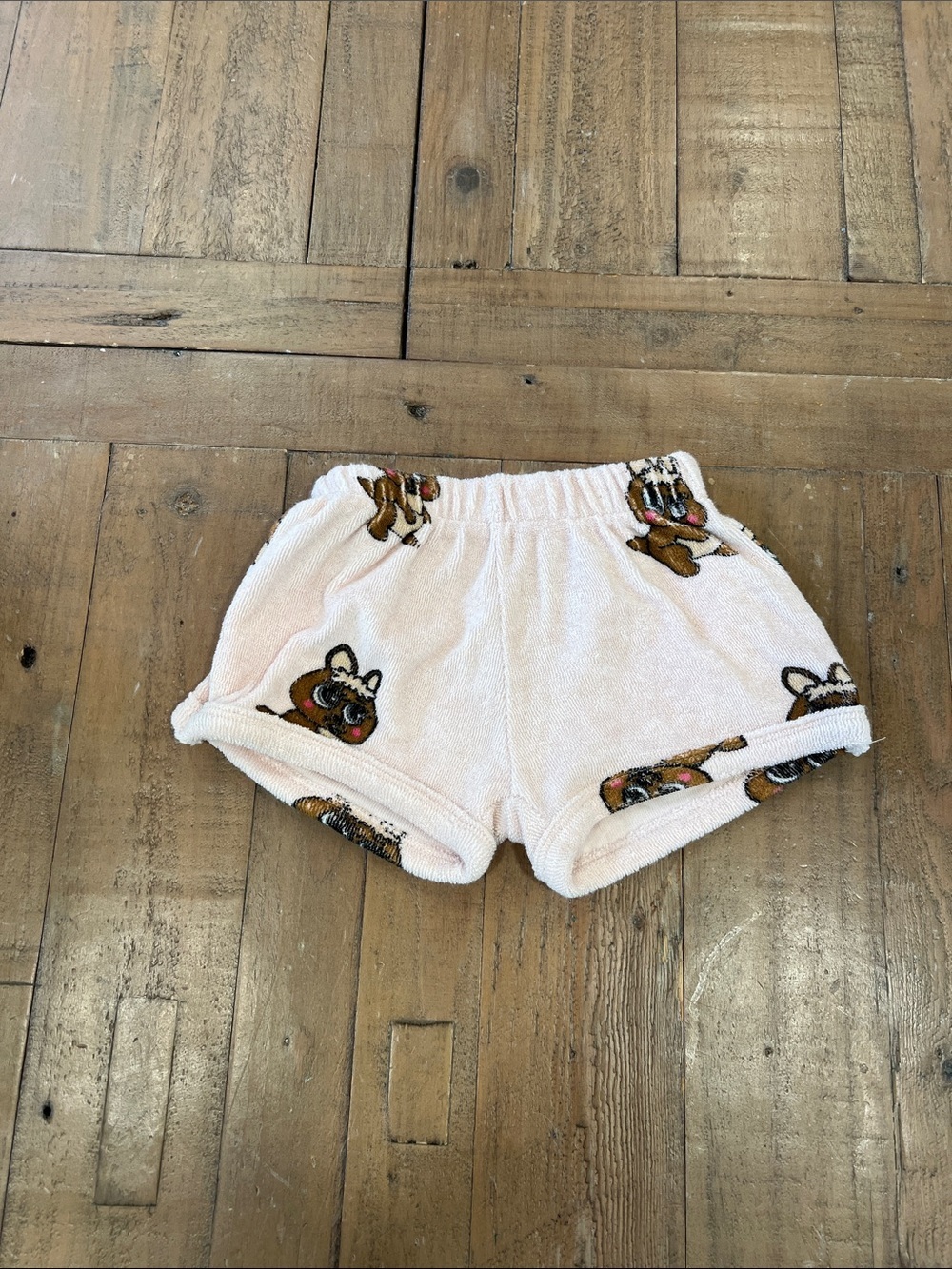 Hugo loves tiki pink chipmunk Terrycloth shorts 12 months
